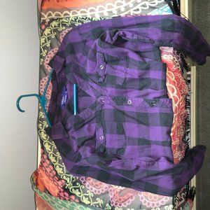 Miley Cyrus Purple Plaid Button Up